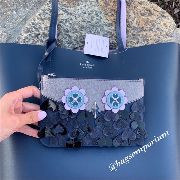 KATE SPADE Large Leather Tote Purse w wristlet - Picture 7 of 8